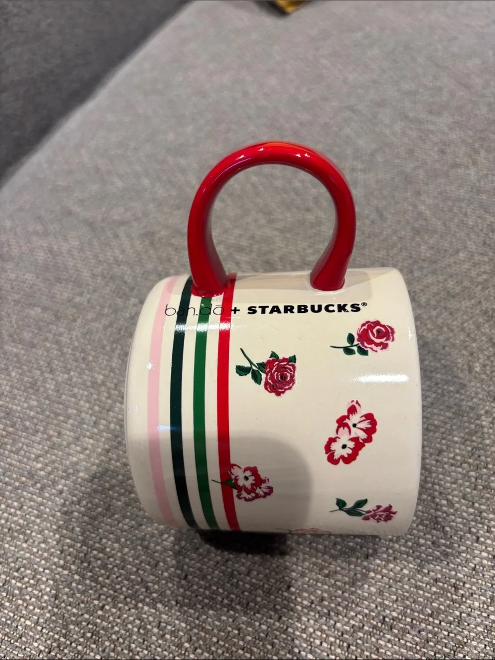 Starbucks +Ban.do 2018 limited edition featuring rose pattern with Red Handle